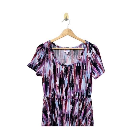 LulaRoe Purple Fit and Flare Graphic Pullover Print Dress S - Picture 3 of 7